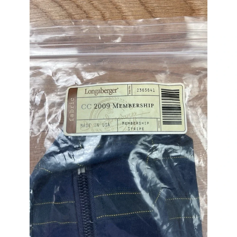 Longaberger Basket Zip Close‎ Fabric Liner for 2009 Membership Basket NEW
